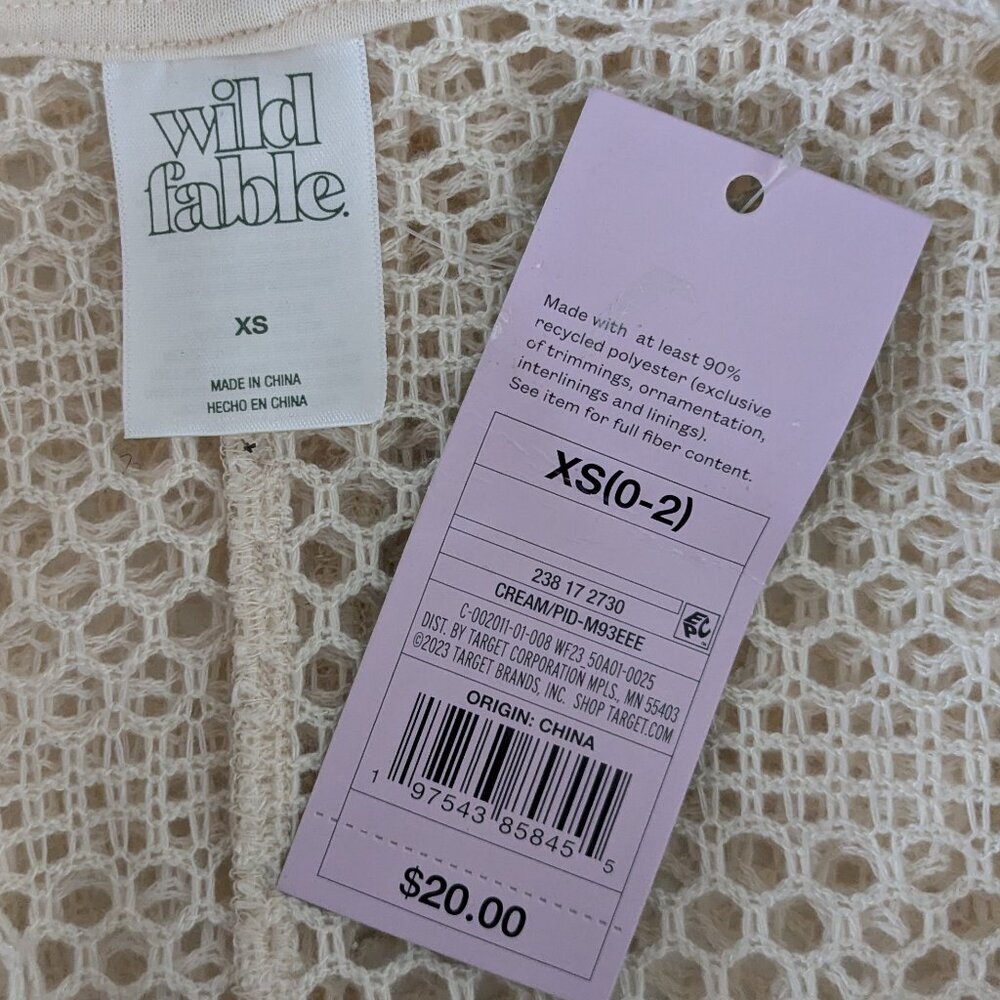 WILD FABLE Cream White Net Tank Swim Cover-Up; NWT; Size XS - Picture 3 of 4